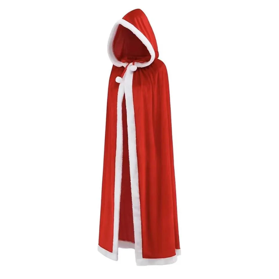 Gold Velvet Hooded Christmas Cloak - detail