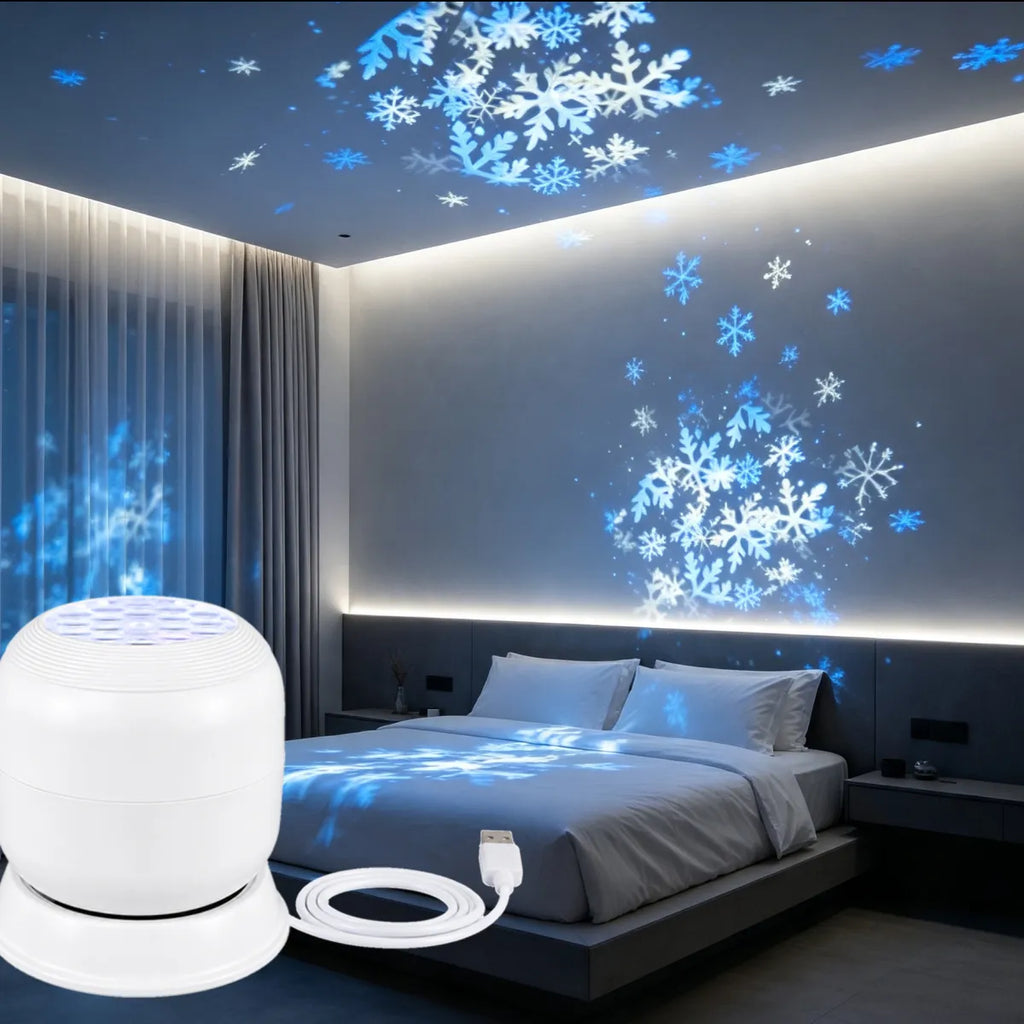 LED Ocean Snowflake Christmas Projection Night Light