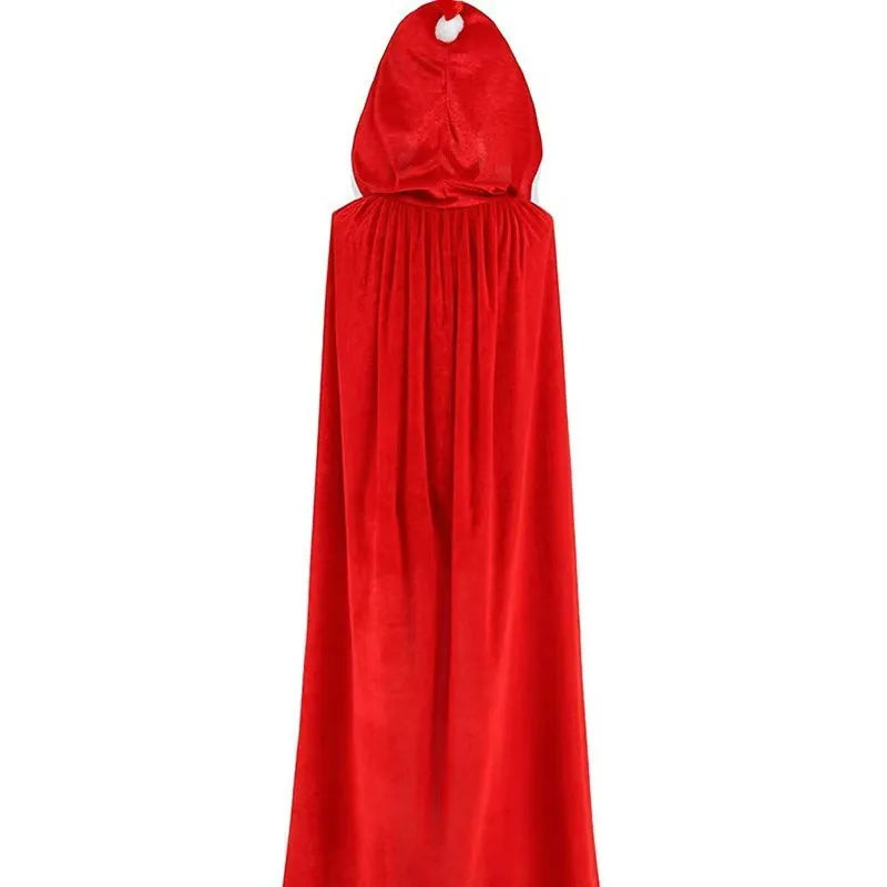 Gold Velvet Hooded Christmas Cloak - side